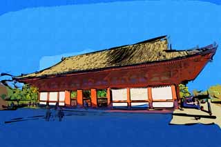 illust, materiell, befreit, Landschaft, Bild, Gemlde, Farbbleistift, Wachsmalstift, Zeichnung,,To-ji Tempel Auditorium, Buddhismus, Kathedrale, Welterbe, Esoterischer Buddhismus