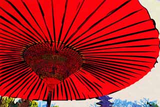 Illust, materieel, vrij, landschap, schilderstuk, schilderstuk, kleuren potlood, crayon, werkje,Kazu Miyako paraplu, Paraplu, De Kyoto paraplu, Raingear, Kunstnijverheid