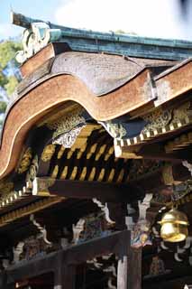 photo,material,free,landscape,picture,stock photo,Creative Commons,The shrine main hall, Roof, Decoration, Kitano, Plums