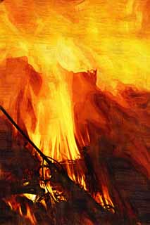 illust, materiell, befreit, Landschaft, Bild, Gemlde, Farbbleistift, Wachsmalstift, Zeichnung,,Mit Feuer Erhhung, Flamme, Enjou, FALLAS, Gott,