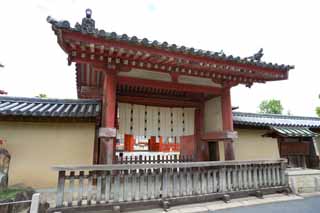 photo,material,free,landscape,picture,stock photo,Creative Commons,The Yakushi-ji Temple south gate, I am painted in red, The Buddha of Healing, Buddhist monastery, Chaitya