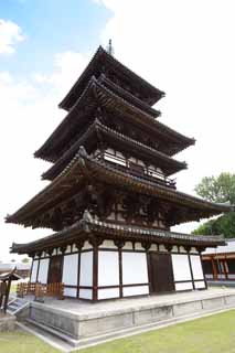 photo,material,free,landscape,picture,stock photo,Creative Commons,Yakushi-ji Temple east tower, I am painted in red, The Buddha of Healing, Buddhist monastery, Chaitya