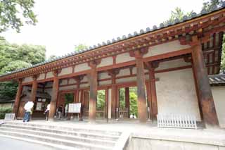 photo,material,free,landscape,picture,stock photo,Creative Commons,The Toshodai-ji Temple south gate, I am painted in red, wooden building, Buddhist monastery, Chaitya