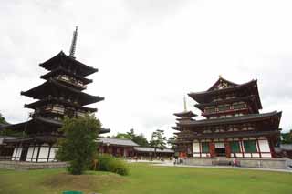 fotografia, material, livra, ajardine, imagine, proveja fotografia,Templo de Yakushi-ji, Eu sou pintado em vermelho, O Buda de curar, Monastrio budista, Chaitya