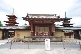 photo,material,free,landscape,picture,stock photo,Creative Commons,The Yakushi-ji Temple south gate, I am painted in red, The Buddha of Healing, Buddhist monastery, Chaitya