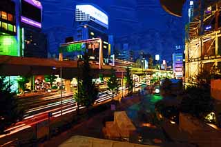 illust, materiell, befreit, Landschaft, Bild, Gemlde, Farbbleistift, Wachsmalstift, Zeichnung,,Nacht von Roppongi, Im Stadtzentrum, Autobahn, Neon, Festliche Beleuchtung