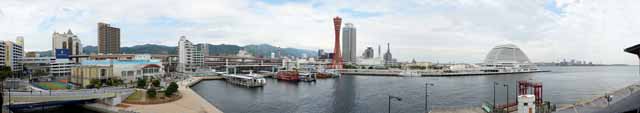 Foto, materiell, befreit, Landschaft, Bild, hat Foto auf Lager,Kobe-Hafen Schwung des Auges, Hafen, Vergngensboot, Gewerbe, Touristenattraktion