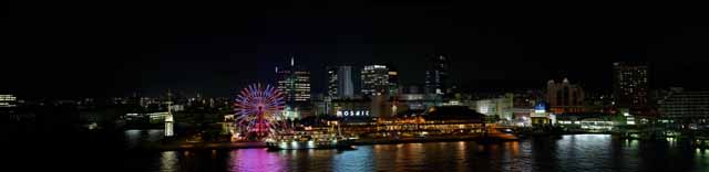 photo,material,free,landscape,picture,stock photo,Creative Commons,Kobe port night view sweep of the eye, port, Ferris wheel, pleasure boat, tourist attraction