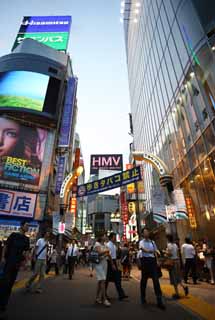 Foto, materieel, vrij, landschap, schilderstuk, bevoorraden foto,Shibuya straat centreren, Benedenstad, Walker, Oversteekplaats, Menigte