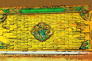 illust,tela,gratis,paisaje,fotografa,idea,pintura,Lpiz de color,dibujo,La pared del palacio viejo, Azulejo, Artculo de cermica, Alivio, Pngase amarillo