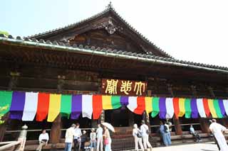 photo,material,free,landscape,picture,stock photo,Creative Commons,The worship hall of a Buddhist temple of Hase-dera Temple, The main hall of a Buddhist temple, wooden building, Chaitya, Mitera of the flower