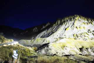 foto,tela,gratis,paisaje,fotografa,idea,Noche del infierno donde una estrella cae, Cielo iluminado por las estrellas, Azufre, Calor terrestre, Volcn