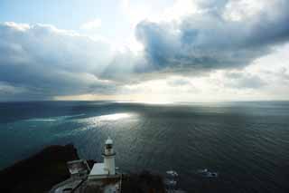 fotografia, materiale, libero il panorama, dipinga, fotografia di scorta,Il Promontorio di terra, faro, cielo blu, mare, L'orizzonte