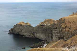 fotografia, materiale, libero il panorama, dipinga, fotografia di scorta,Muroran otto macchie di bellezza 'Tokkarisho', Sasabaru, mare, Cliff, L'orizzonte