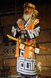 Foto, materiell, befreit, Landschaft, Bild, hat Foto auf Lager,Das Volkskostm von Ainu, Muster, Jacke, Stickerei, Ainu