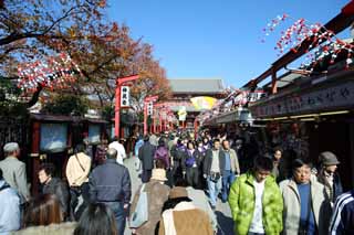 photo, la matire, libre, amnage, dcrivez, photo de la rserve,L'assemble de magasins qui rglent un couloir, touriste, Temple Senso-ji, Asakusa, Nouvelle anne dcor des vacances