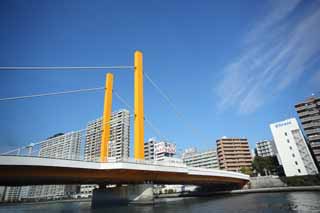fotografia, material, livra, ajardine, imagine, proveja fotografia,Ohashi novo, ponte, Sumida Rio descida, Uma ponte frrea, Trfico