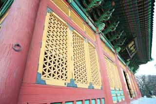 photo,material,free,landscape,picture,stock photo,Creative Commons,The virtue Kotobuki shrine Hall of Central Harmony, palace building, I am painted in red, stone pavement, Tradition architecture