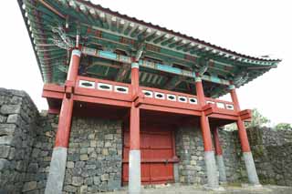 photo,material,free,landscape,picture,stock photo,Creative Commons,Castle town folk village prefectural office trace, I am painted in red, government office, Tradition architecture, Culture