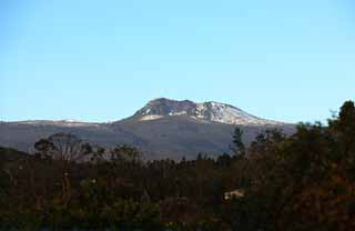 fotografia, material, livra, ajardine, imagine, proveja fotografia,Mt. Hanna, ilha vulcnica, Coberta de neve, cu azul, 