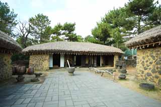 Foto, materieel, vrij, landschap, schilderstuk, bevoorraden foto,Een Koreaanse traditie particulier huis, Huis, Deur, Particulier huis, Traditionele cultuur