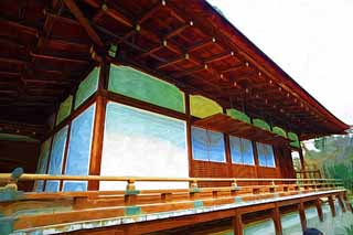 illust, materiell, befreit, Landschaft, Bild, Gemlde, Farbbleistift, Wachsmalstift, Zeichnung,,Tenryu-ji Taho-nyorai, Chaitya, Ich bin Japanisch-Stil, Welterbe, Sagano