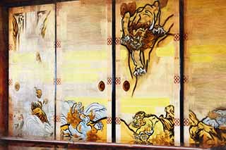 illust, matire, libre, paysage, image, le tableau, crayon de la couleur, colorie, en tirant,Une image du fusuma du Tenryu-ji Taho-nyorai, Chaitya, Je suis Japonais-style, patrimoine de l'humanit, Sagano