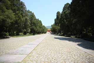 fotografia, material, livra, ajardine, imagine, proveja fotografia,Ming Xiaoling mausolu, sepultura, ponte de pedra, Uma aproximao para um santurio, apedreje pavimento