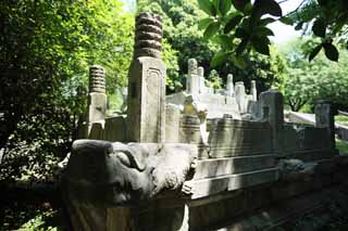 photo,material,free,landscape,picture,stock photo,Creative Commons,Ming Xiaoling Mausoleum Toru foundation stone, Tomorrow morning, stone pillar, The first emperor, world heritage