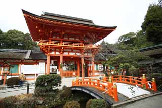 photo,material,free,landscape,picture,stock photo,Creative Commons,Kamigamo Shrine tower gate, I am painted in red, God, world heritage, The Emperor