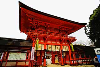 illustration,material,free,landscape,picture,painting,color pencil,crayon,drawing,Shimogamo Shrine company tower gate, Hollyhock mon, The crest of a noble family of the chrysanthemum, I am painted in red, Covering a roof with cypress bark