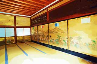 illustration,material,free,landscape,picture,painting,color pencil,crayon,drawing,Ninna-ji Temple Shin-den, Gold leaf, Japanese-style room, Japanese traditional painting, Gorgeousness