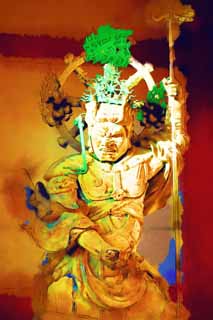 illust, matire, libre, paysage, image, le tableau, crayon de la couleur, colorie, en tirant,Gardien du Blanc du Temple de Ninna-ji de la statue Est, Roi quatre Devas, Image bouddhiste, divinit gardienne, divinit gardienne de dieu du Bouddhisme de justice