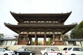 Foto, materieel, vrij, landschap, schilderstuk, bevoorraden foto,De Ninna-ji Temple Nio beschermer godheid poort, Deva poort, Geval verschijning bemoederen van een huis, Japanse bouwstijl, Wijdvermaarde tempel met een eerbare geschiedenis