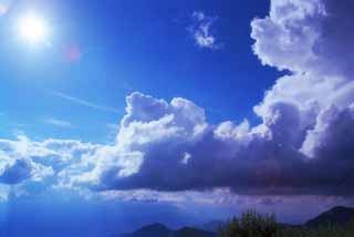 Foto, materieel, vrij, landschap, schilderstuk, bevoorraden foto,Zomer binnen highland, Wolk, Blauwe lucht, Zon, 