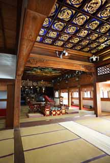 fotografia, material, livra, ajardine, imagine, proveja fotografia,O corredor principal de Shibamata Taishaku-dez Templo, tatami esteiram, escultura, drago, Mveis de altar budistas