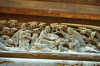 photo, la matire, libre, amnage, dcrivez, photo de la rserve,Shibamata Taishaku-dix sculpture de Temple, Une anecdote, sculpture, grain de bois, Bouddhisme