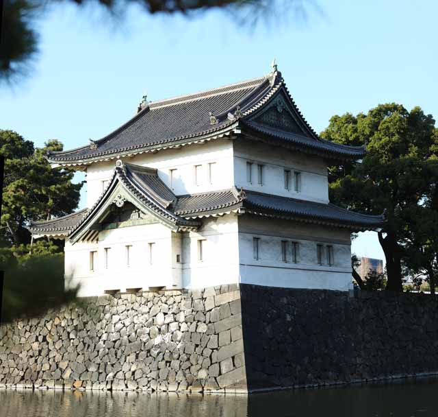 fotografia, material, livra, ajardine, imagine, proveja fotografia,O fosso do Palcio Imperial, Edo-jo Castelo, , Defesa, Uma cidade de escritrio
