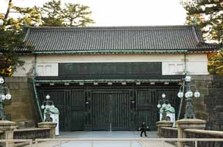 fotografia, materiale, libero il panorama, dipinga, fotografia di scorta,Palazzo imperiale il ponte di Niju-bashi, fossato, palazzo, Edo-jo il Castello, L'imperatore