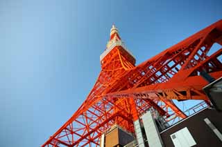 Foto, materiell, befreit, Landschaft, Bild, hat Foto auf Lager,Tokyo-Turm, Sammlung elektrischer Wellenturm, Rot und wei, Eine Antenne, Eine Sternwarte