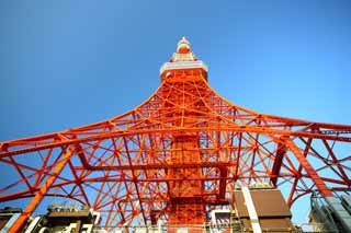 Foto, materiell, befreit, Landschaft, Bild, hat Foto auf Lager,Tokyo-Turm, Sammlung elektrischer Wellenturm, Rot und wei, Eine Antenne, Eine Sternwarte