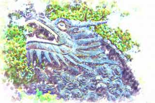 illust, matire, libre, paysage, image, le tableau, crayon de la couleur, colorie, en tirant,Yuyuan Garden mur du dragon, Joss logent le jardin, dragon, carreau de toit, Btiment chinois