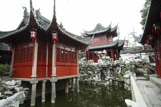 foto,tela,gratis,paisaje,fotografa,idea,Jardn de Yuyuan, Jardn de casa de santuario chino, , Estilo de comida chino, Soy pintado de rojo