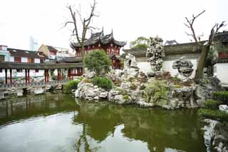 photo,material,free,landscape,picture,stock photo,Creative Commons,Yuyuan Garden, Joss house garden, roofed passage connecting buildings, Chinese food style, pond