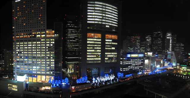 fotografia, materiale, libero il panorama, dipinga, fotografia di scorta,Panorama di Shinjuku, terrazzo meridionale, La stazione ad angolo retto, Natale, Ricostruzione