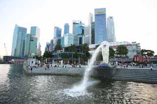 foto,tela,gratis,paisaje,fotografa,idea,Merlion, Singapure, Rascacielos, Sirena, Ciudad antigua