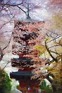 illustration,material,free,landscape,picture,painting,color pencil,crayon,drawing,Ikegami front gate temple Five Storeyed Pagoda, Takashi Nichiren, Chaitya, Five Storeyed Pagoda, Public Hidetada