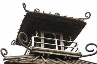 photo,material,free,landscape,picture,stock photo,Creative Commons,Karako / key remains lofty building, Japan is oldest, wooden building, In the days of an old burial mound, Large circular moat