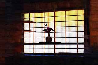 illust,tela,gratis,paisaje,fotografa,idea,pintura,Lpiz de color,dibujo,Una ventana de shoji, Ventana de shoji, Estante, Clemtide, Arquitectura de estilo arquitectnica japonesa