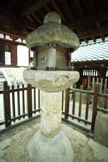 Foto, materiell, befreit, Landschaft, Bild, hat Foto auf Lager,Der Taima-Tempel japanischer ltester Steinlaternenkorb, Chaitya, Steingartenlaterne, Prinzessinnenleutnant allgemeine Legende, steinigen Sie Laterne